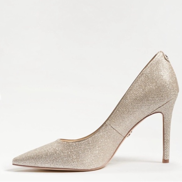 SAM EDELMAN: HAZEL POINTED TOE HEEL, LIGHT GOLD MESH - Picture 3 of 14
